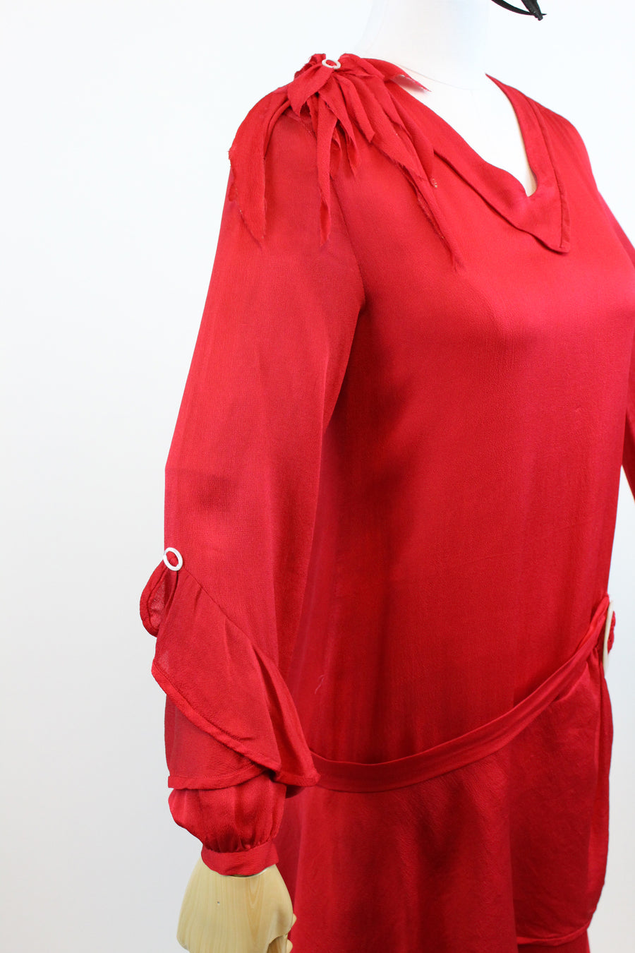 1920s RUFFLED tissue red silk dress xs | new fall