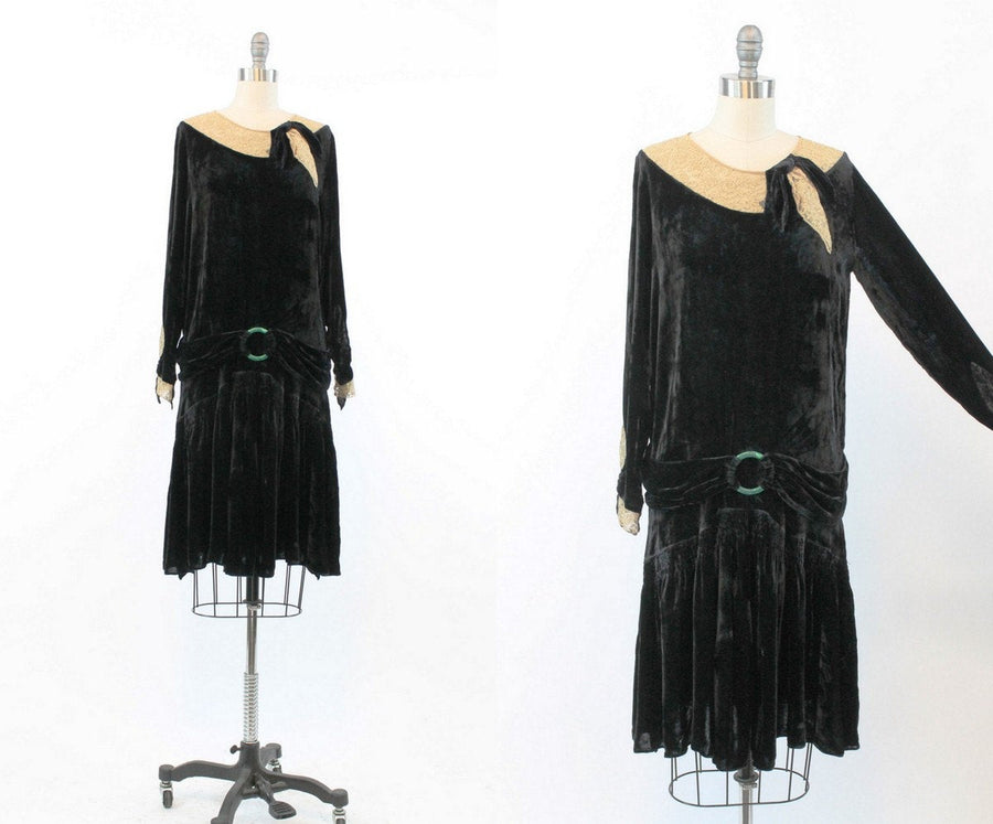 1920s silk velvet dress xs small | new winter