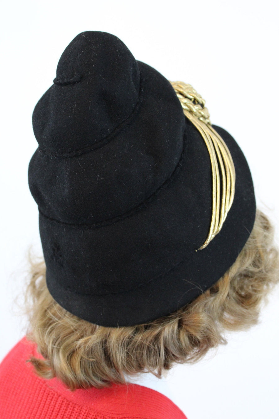 1940s turban hat | wool gold bullion | high profile