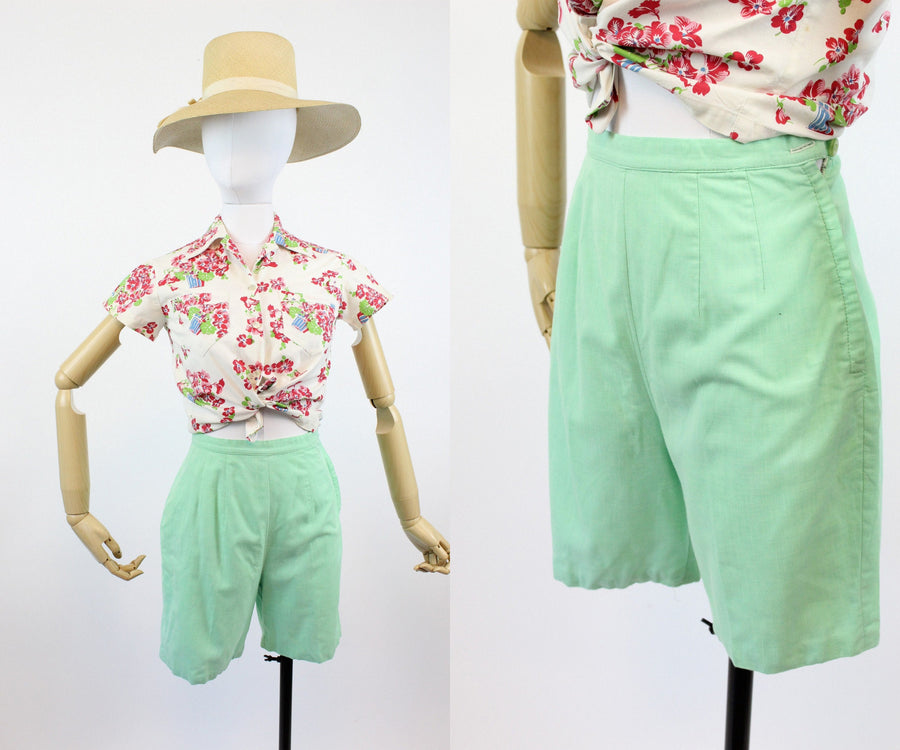 1950s mint cotton shorts xs | vintage bradley shorts