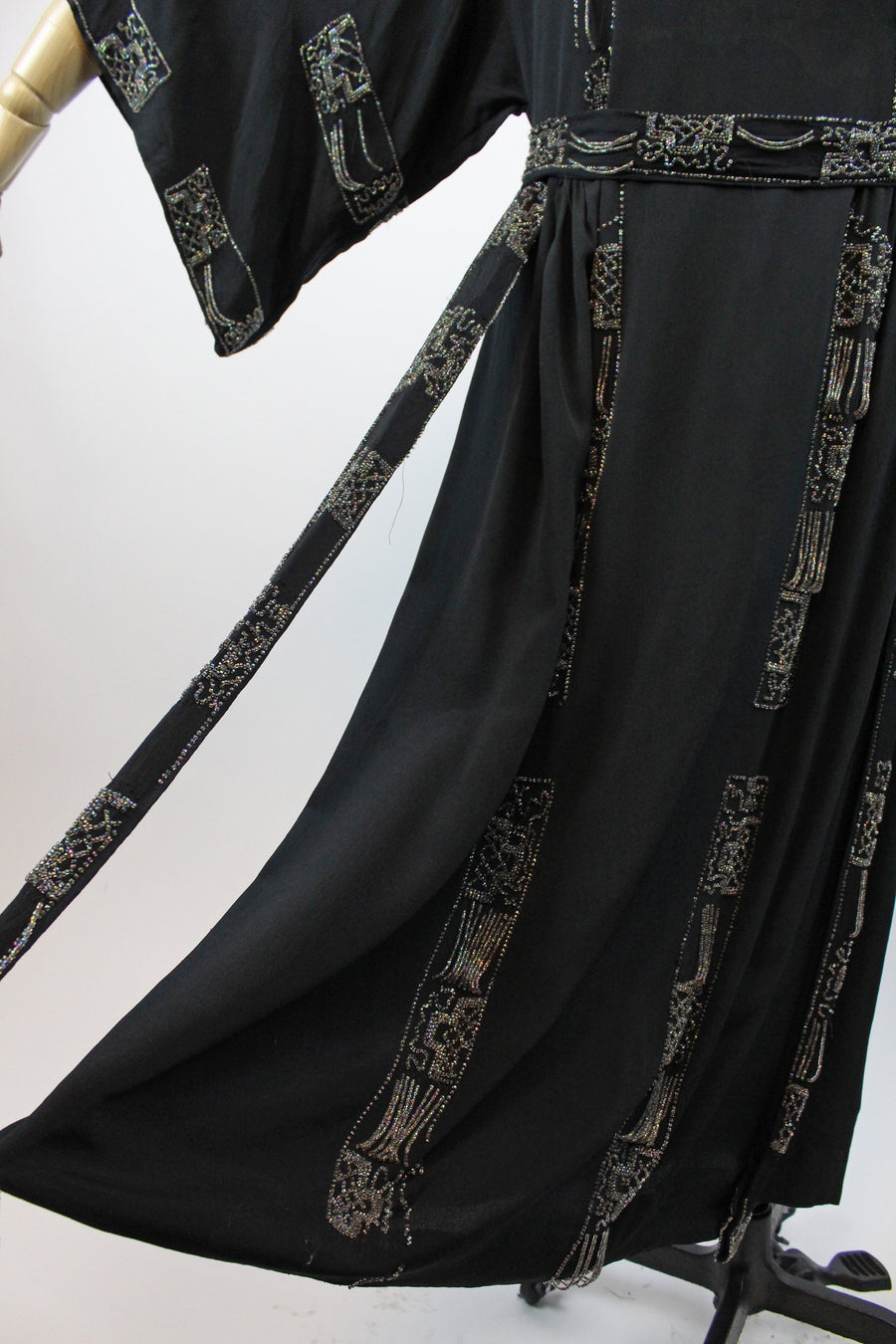 1920s silk beaded kimono sleeve dress small | new fall