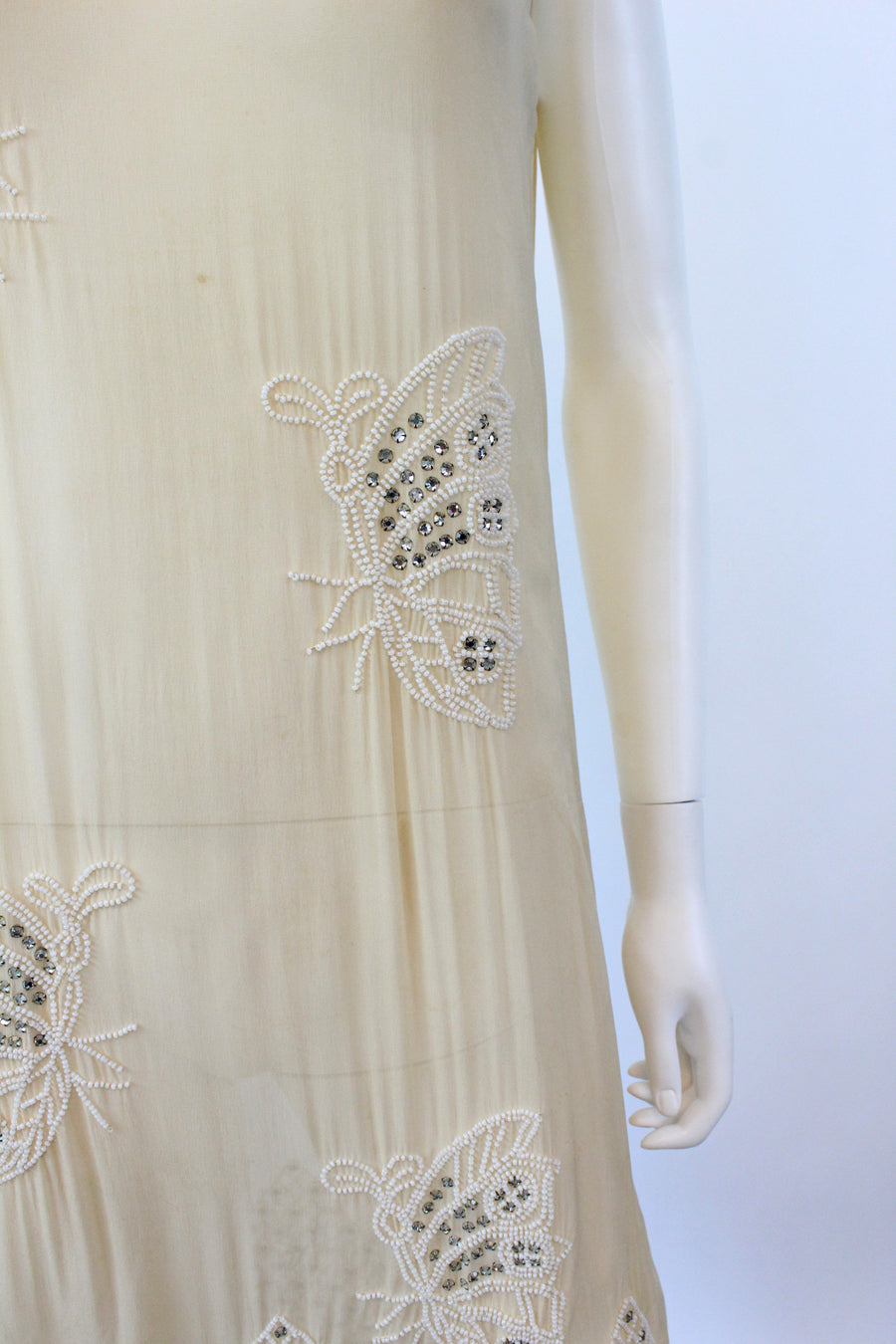 1920s rare BUTTERFLY beaded RHINESTONE dress small | new fall
