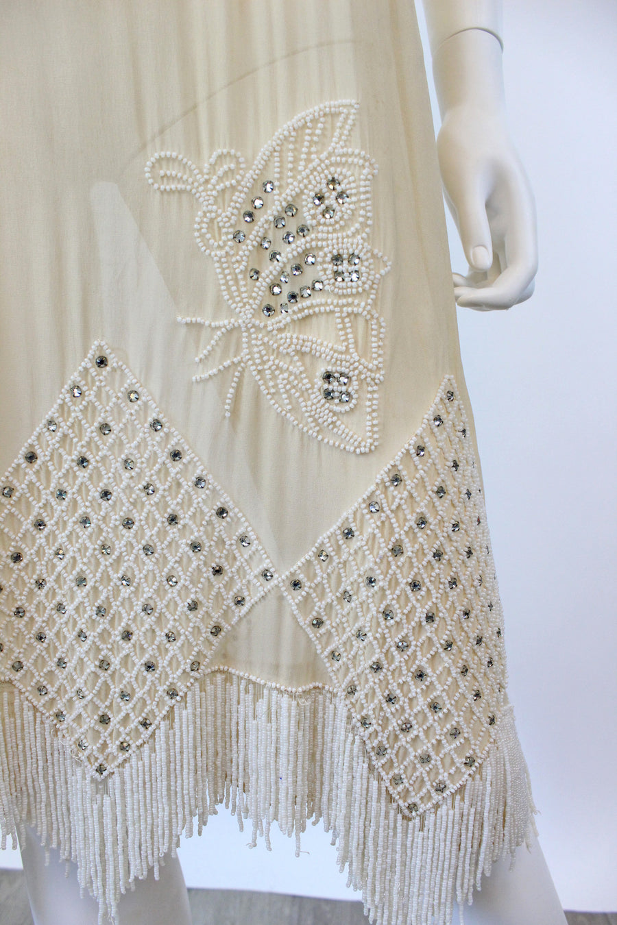 1920s rare BUTTERFLY beaded RHINESTONE dress small | new fall