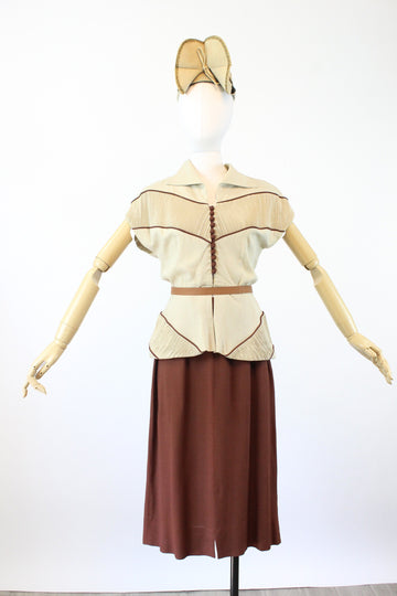 1940s SUMMER SUIT jacket and skirt small | new spring