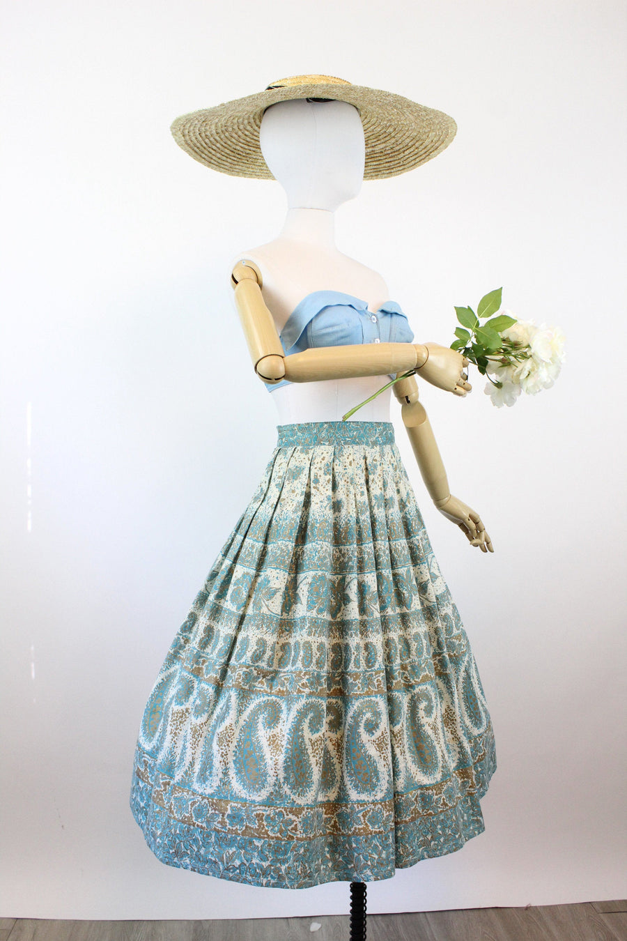 1950s GOLD METALLIC cotton full skirt xs | new summer JMC