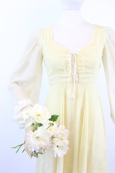 1970s Gunne Sax CORSET yellow floral maxi dress xs | new spring – Napa ...