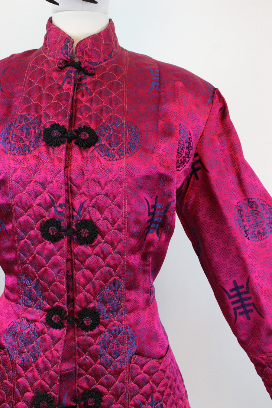 1940s ASIAN silk QUILTED jacket and pants set medium large | new summer