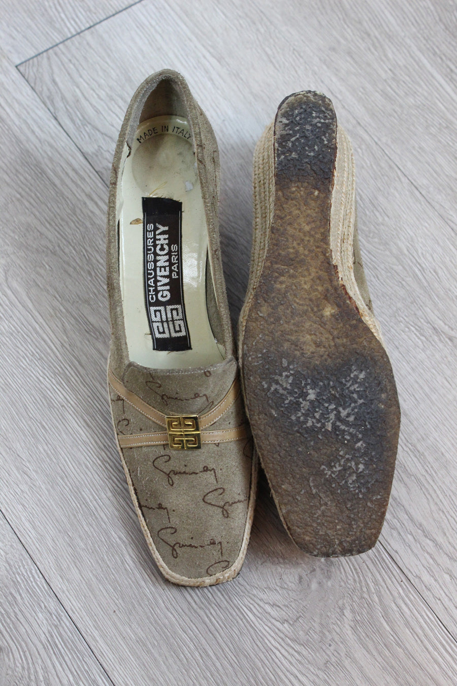 1980s GIVENCHY logo suede wedges shoes size 6.5 us | new spring
