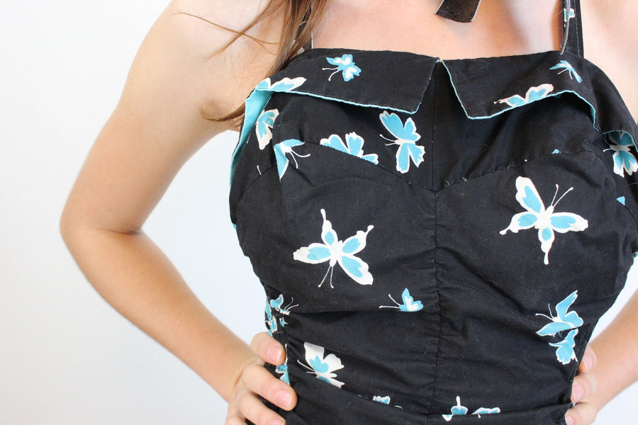 1950s NOVELTY PRINT butterfly romper playsuit swimsuit xs small | new spring