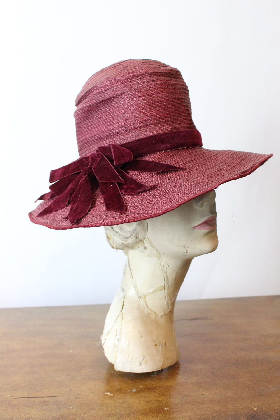 1920s raffia VELVET wide brim hat cloche | new fall