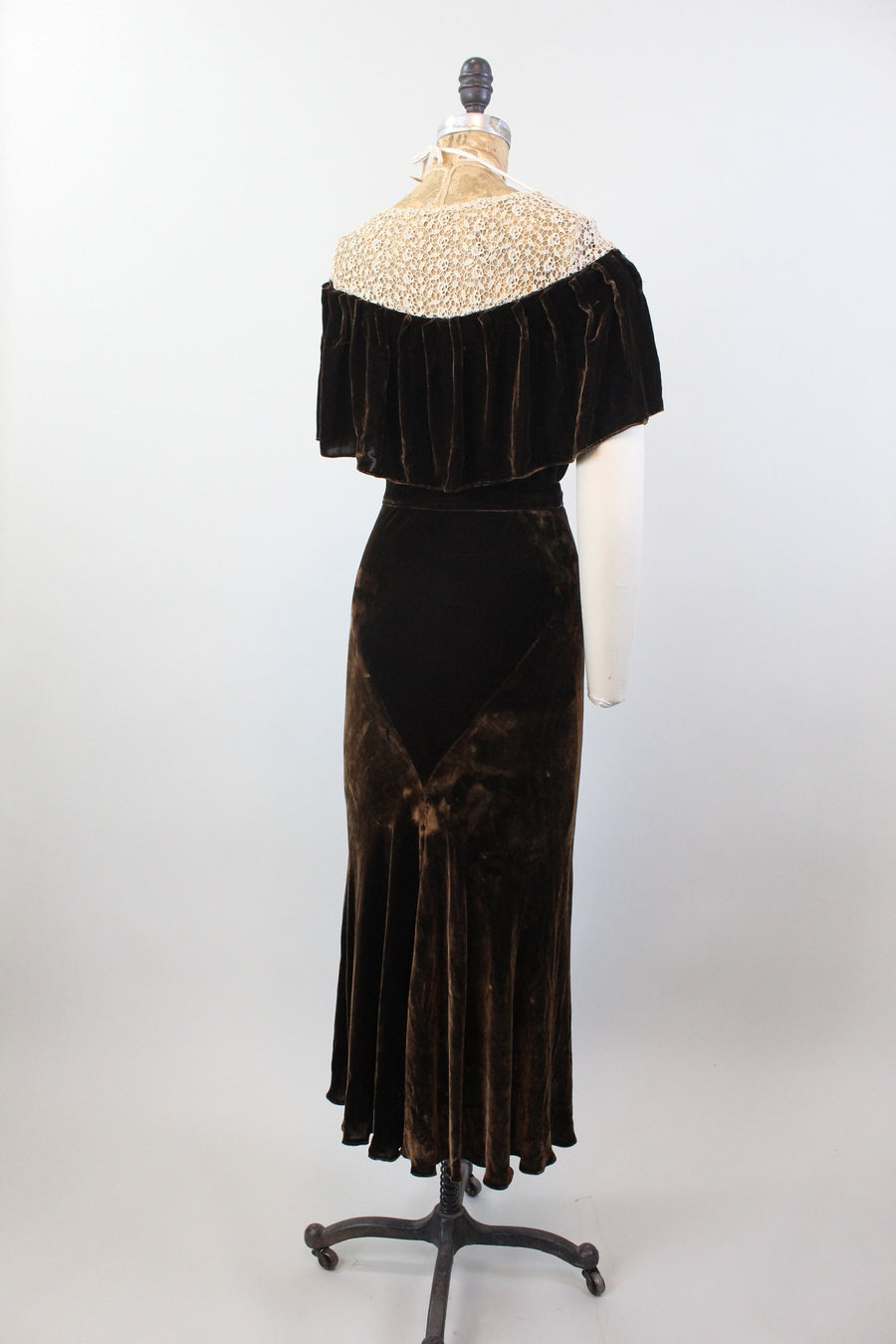 1930s SILK VELVET cape dress gown small medium | new fall