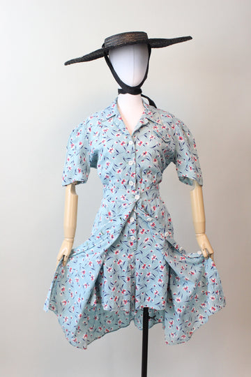 1940s RARE COTTON playsuit romper and skirt large volup | new spring