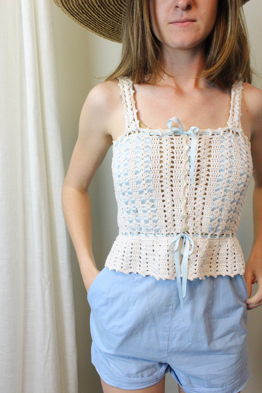 EDWARDIAN antique top crochet lace camisole xs | new spring