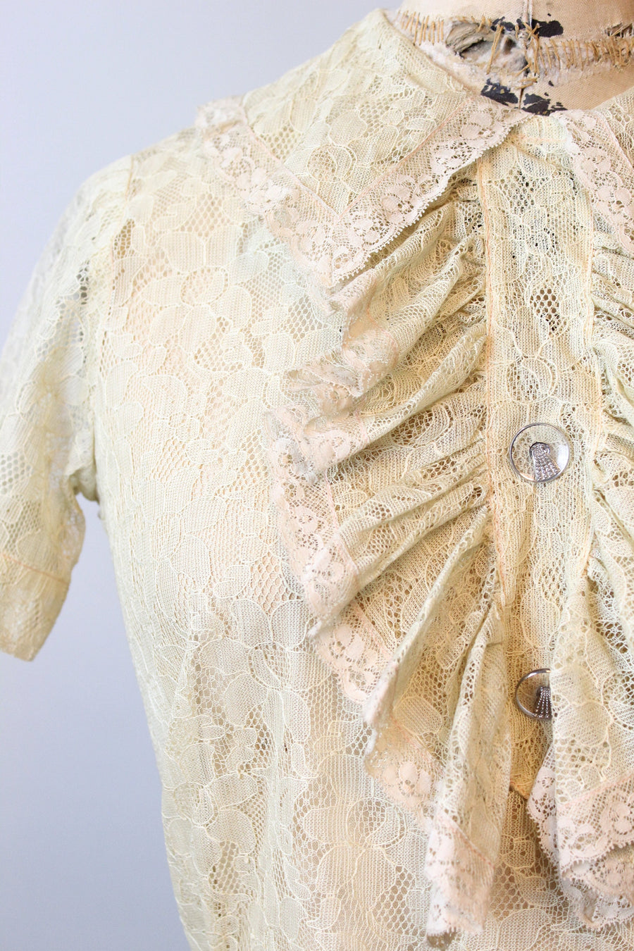 1930s LACE RUFFLE blouse top xs | new winter