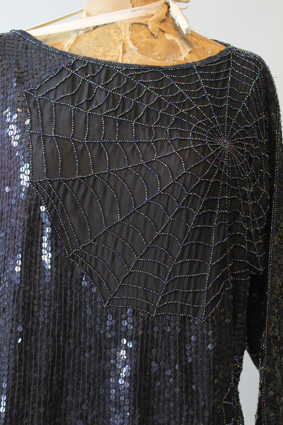 1980s SPIDER WEB beaded sequin top all sizes | new winter