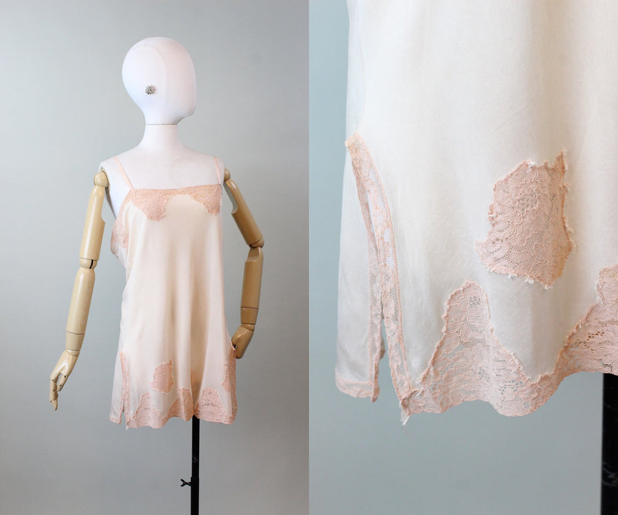 1930s STEP IN CHEMISE lingerie rayon lace large | new winter
