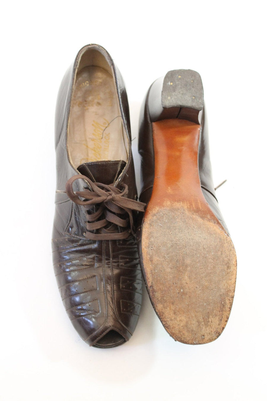 1930s oxford shoes peeptoe laceup heels size 7 | new fall
