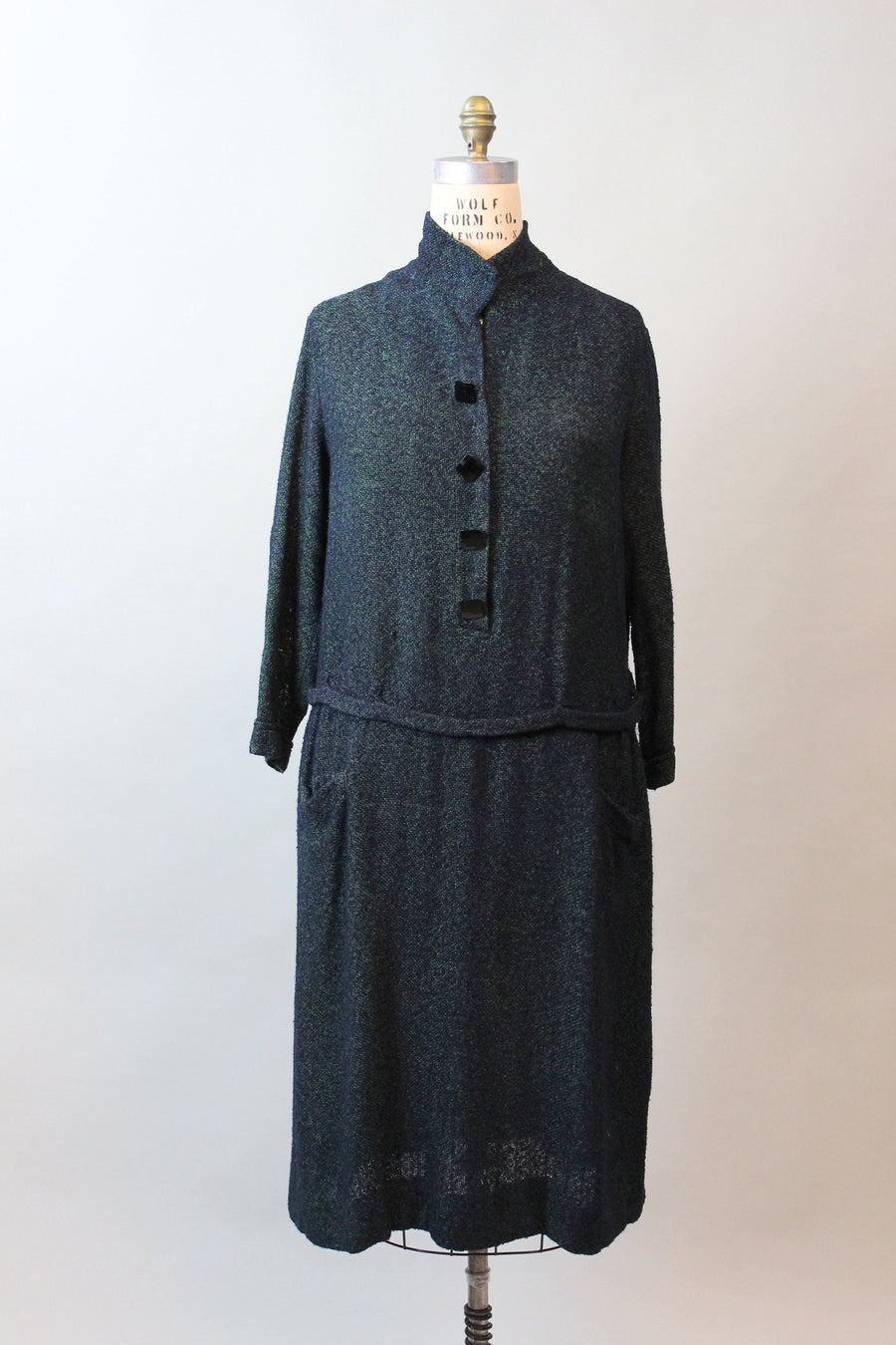 1920s RARE GREEN KNIT dropwaist dress large xl | new fall winter Napa Valley Vintage 1920s RARE GREEN KNIT dropwaist dress large xl | new fall winter Napa Valley Vintage