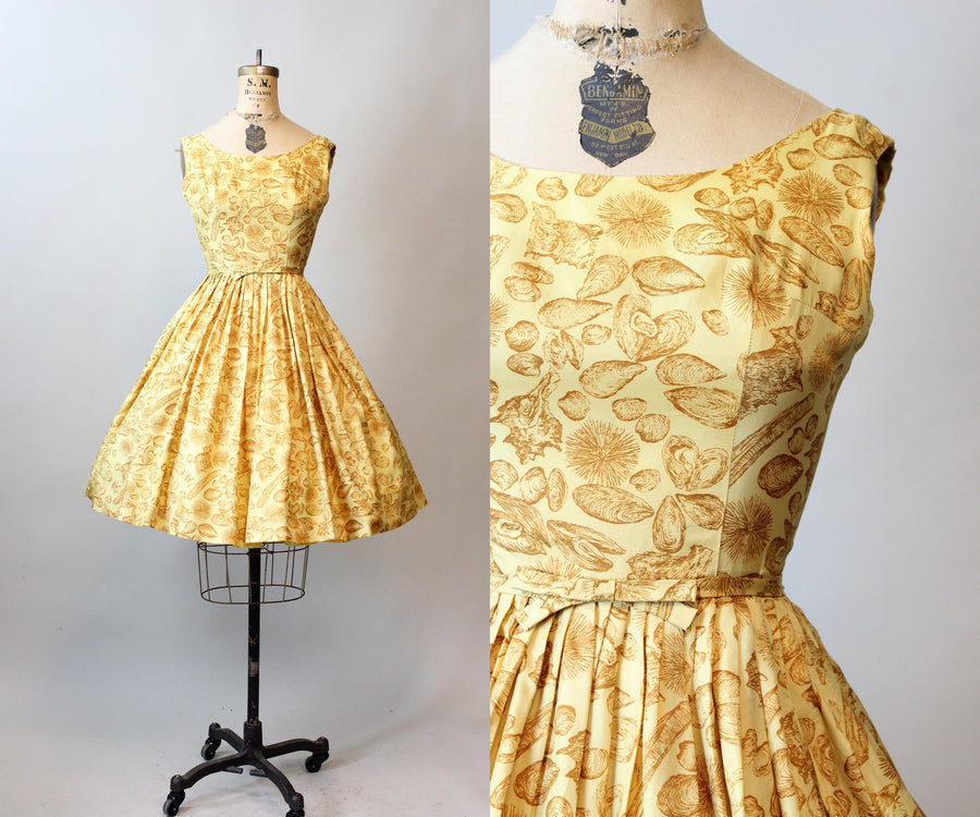 1950s L'Aiglon SEASHELL print dress xs | new spring summer