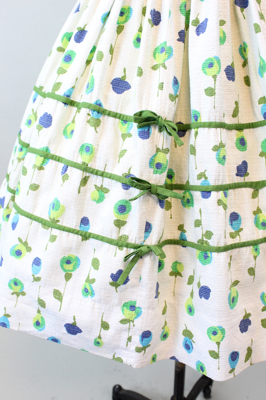1950s JEANNE D'ARC cotton BOW full skirt dress xxs | new spring summer