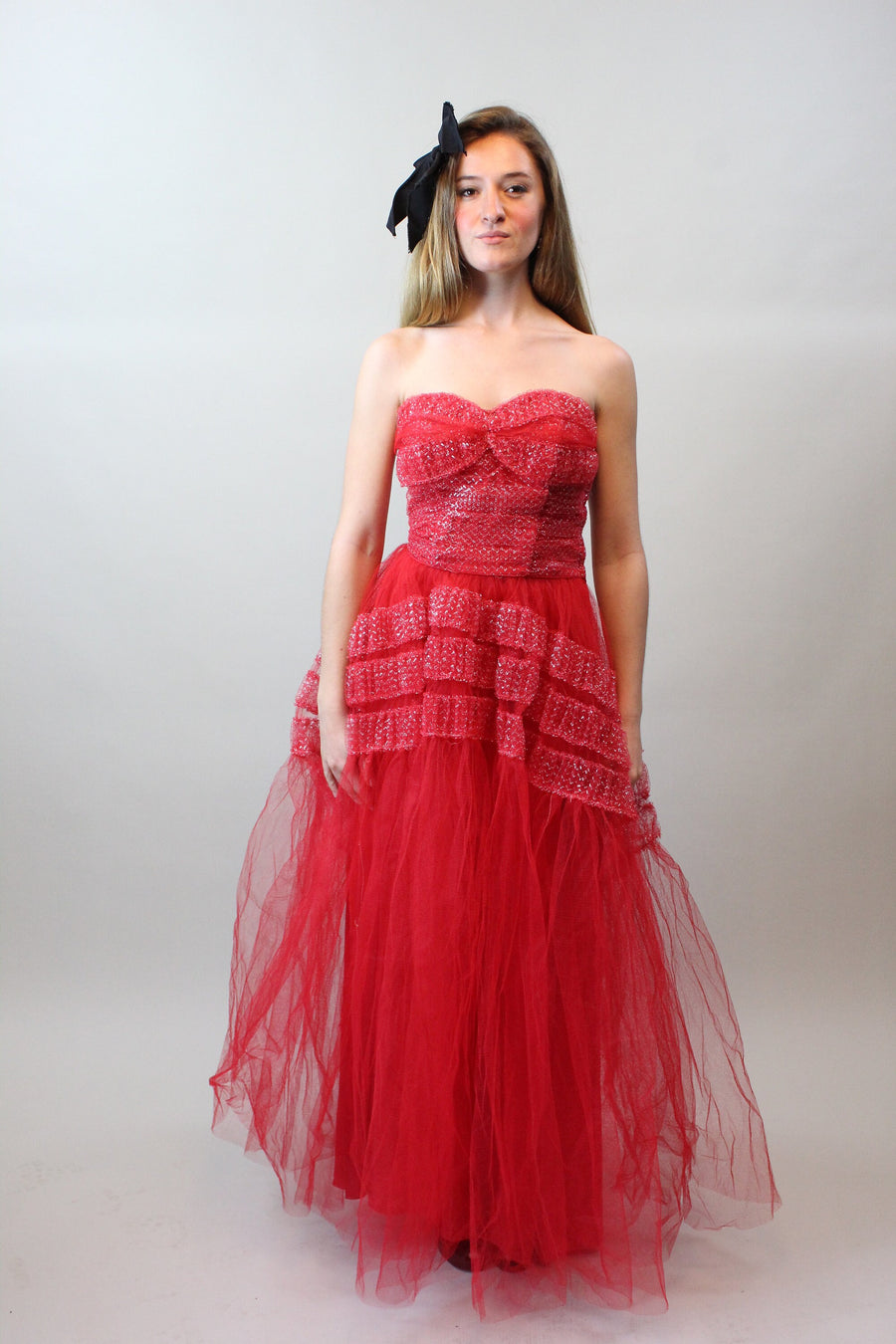 1950s red silver CUPCAKE tulle dress medium 1950s red silver CUPCAKE tulle dress medium