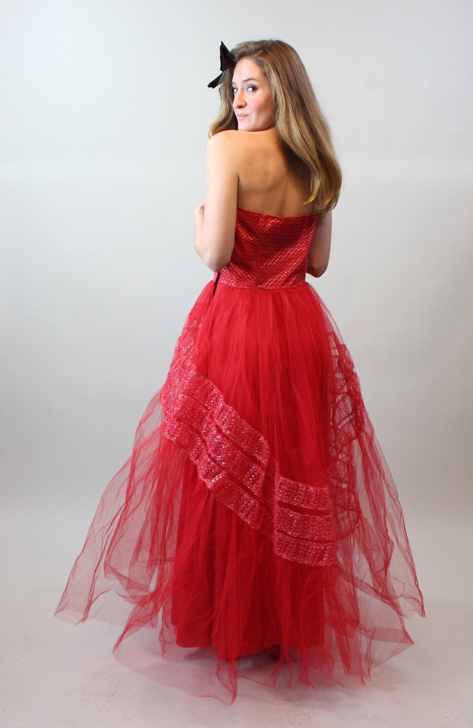 1950s red silver CUPCAKE tulle dress medium | New spring summer 1950s red silver CUPCAKE tulle dress medium | New spring summer
