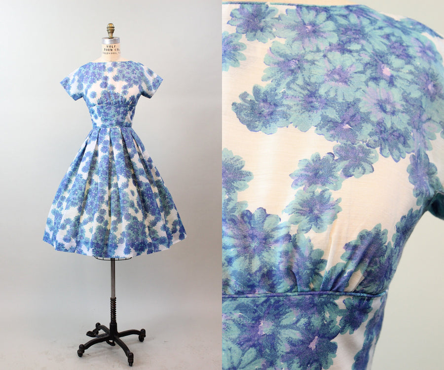 1950s JONATHAN LOGAN floral cotton full skirt dress xs | new spring summer