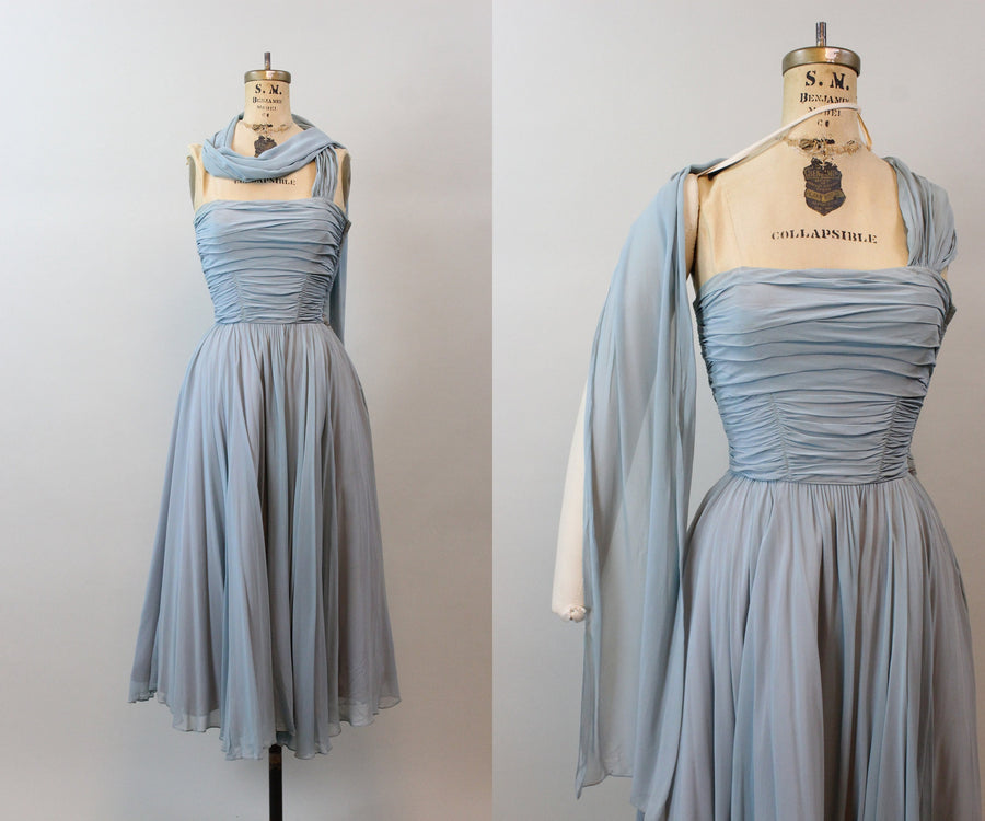 1950s 1952 documented FRED PERLBERG strapless silk dress xxs | new spring summer