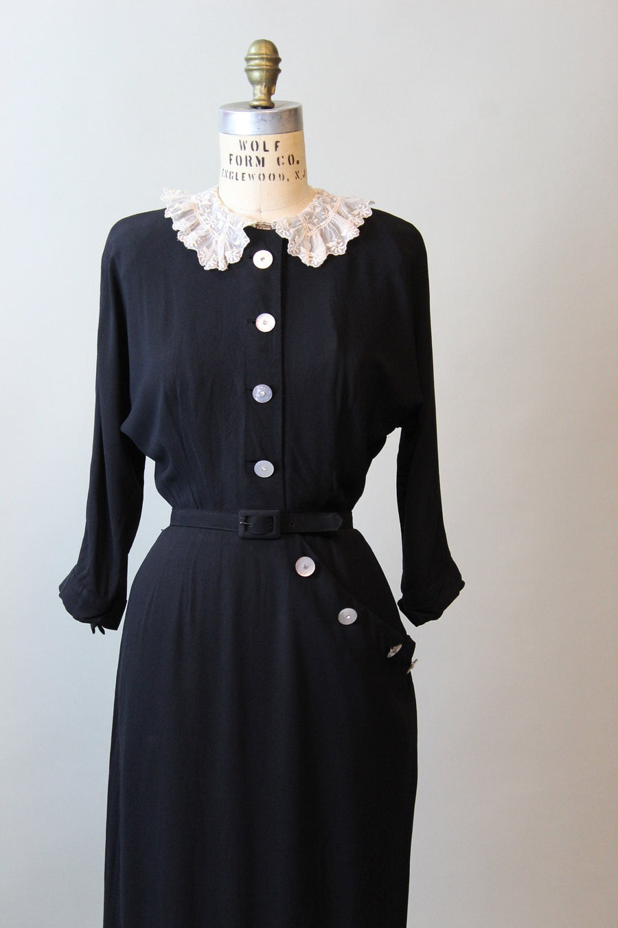 1940s DIMINUTIVES BUTTON rayon dress small | new fall winter