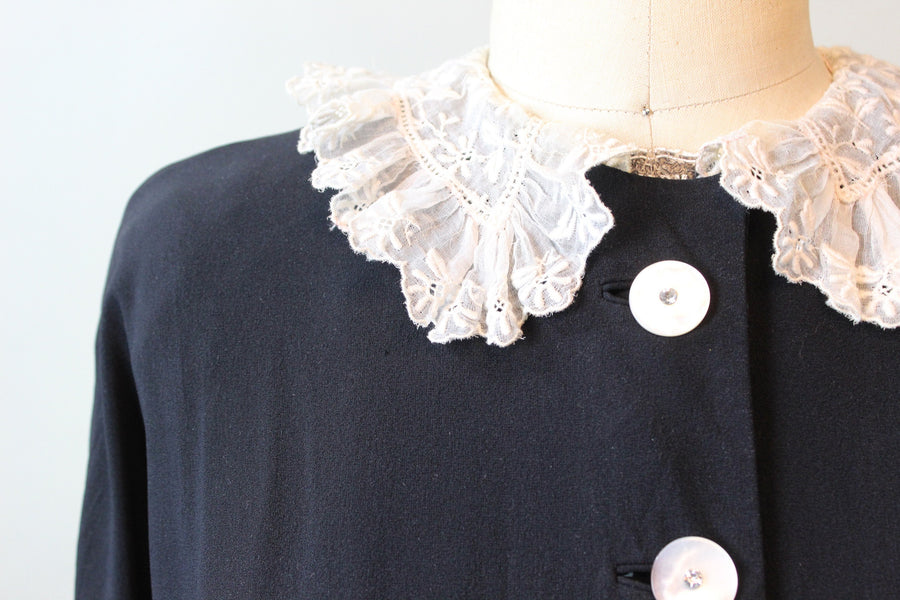 1940s DIMINUTIVES BUTTON rayon dress small | new fall winter