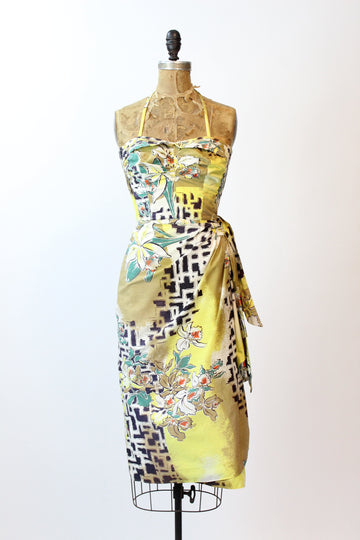 1950s HALTER HAWAIIAN sarong dress xs | new spring summer