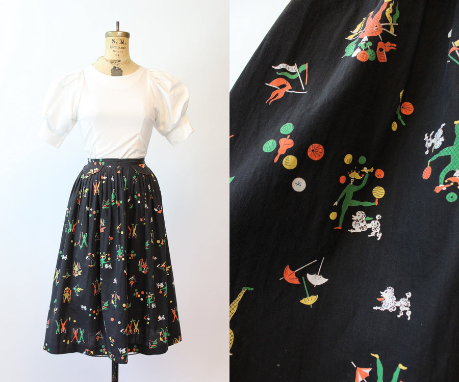 1950s CIRCUS poodle novelty print skirt medium | new spring summer
