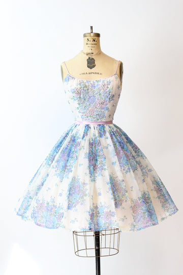 1950s organza ROSE PRINT sequin dress xxs | new spring summer