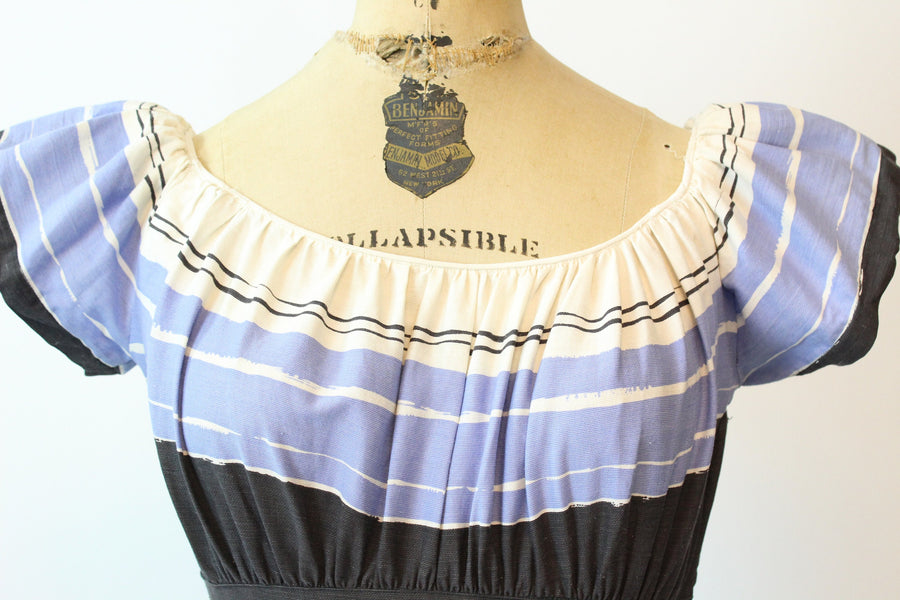 1940s PAINT STRIPES cotton gown dress xxs | new spring summer