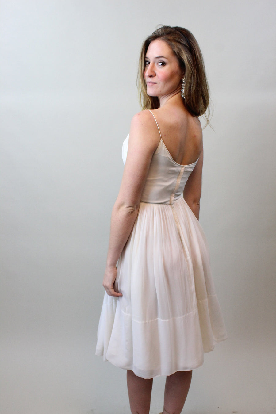 1950s 1960s Rhinestone Chiffon Dress XXS | New Spring Summer 1950s 1960s Rhinestone Chiffon Dress XXS | New Spring Summer