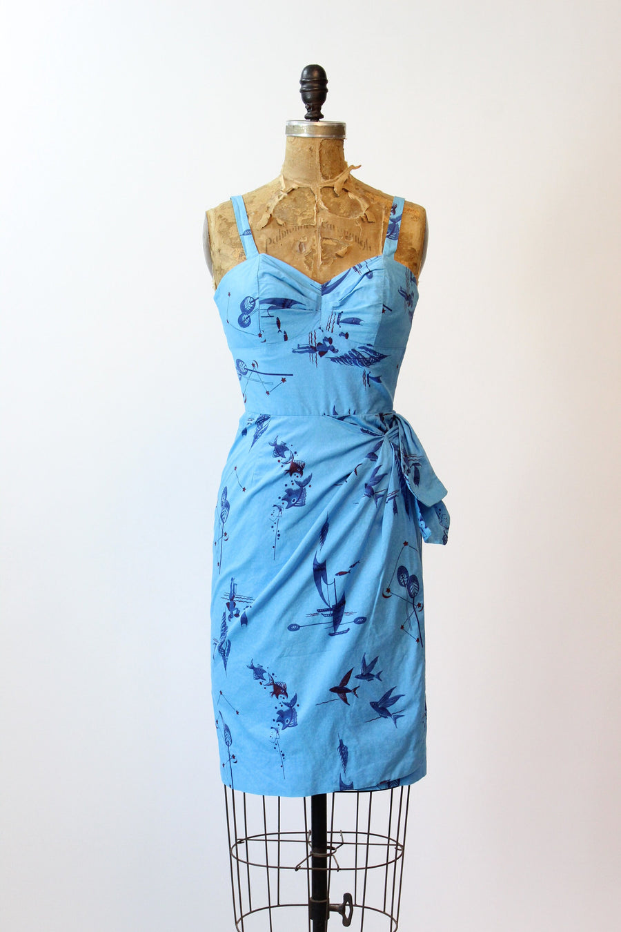 1950s PARADISE HAWAII fish print dress xs | new spring summer