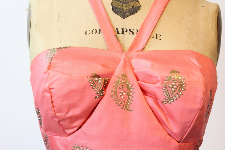 1950s SHAHEEN sarong gold sari cotton dress xs small | new spring summer