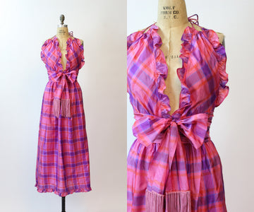 1980s 1980 documented BILL TICE silk halter dress small | new spring summer