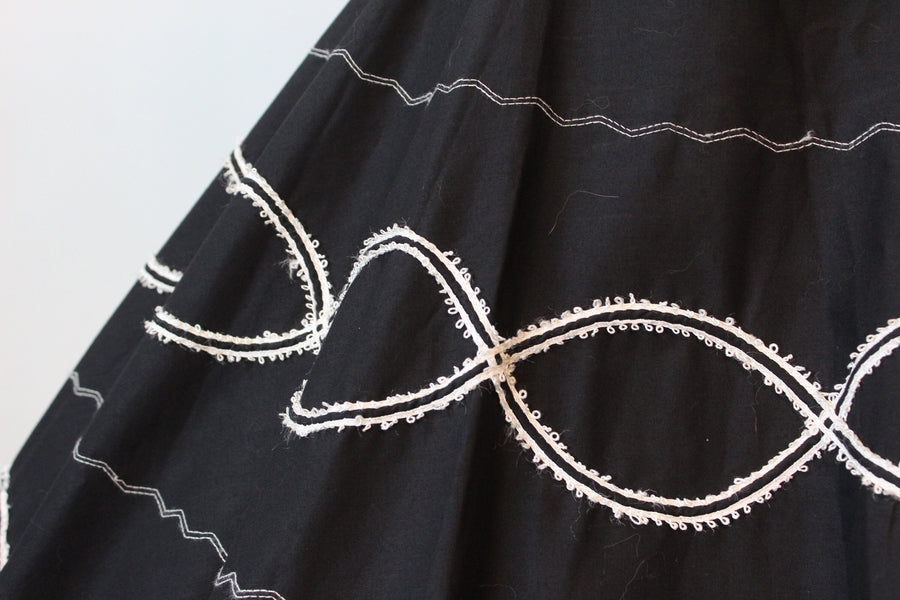 1950s EMBROIDERED INFINITY circle cotton skirt large | new spring summer