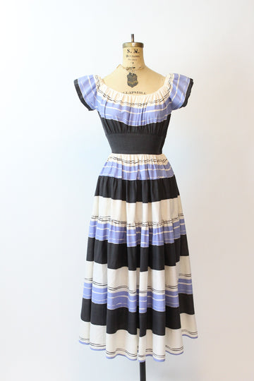 1940s PAINT STRIPES cotton gown dress xxs | new spring summer