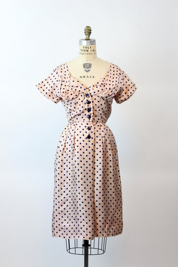 1950s JACQUES FATH silk polka dot dress xs | new spring summer