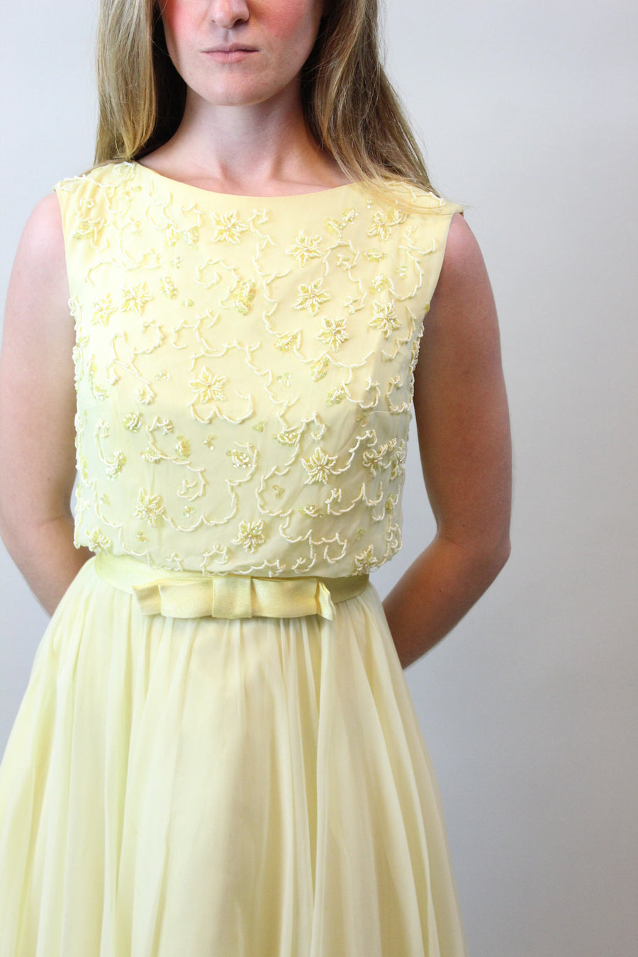 miss elliette chiffon dress Vintage Miss Elliette California peachy pink chiffon by BopandAwe