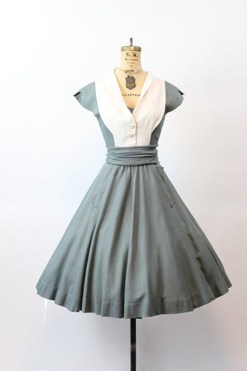 1950s JACQUES FATH linen three piece dress xs | new spring summer