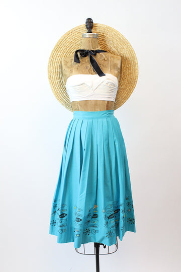 1950s FISH PRINT novelty print skirt xs | new spring summer