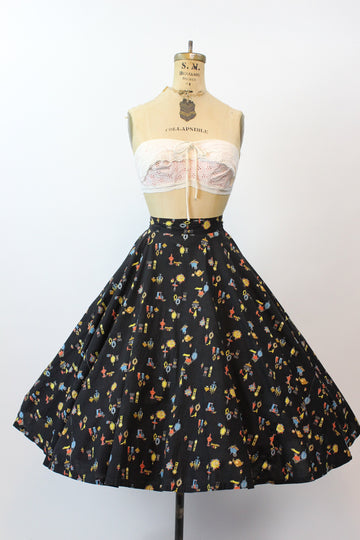 1950s GLOVE boots novelty print skirt xs | new spring summer