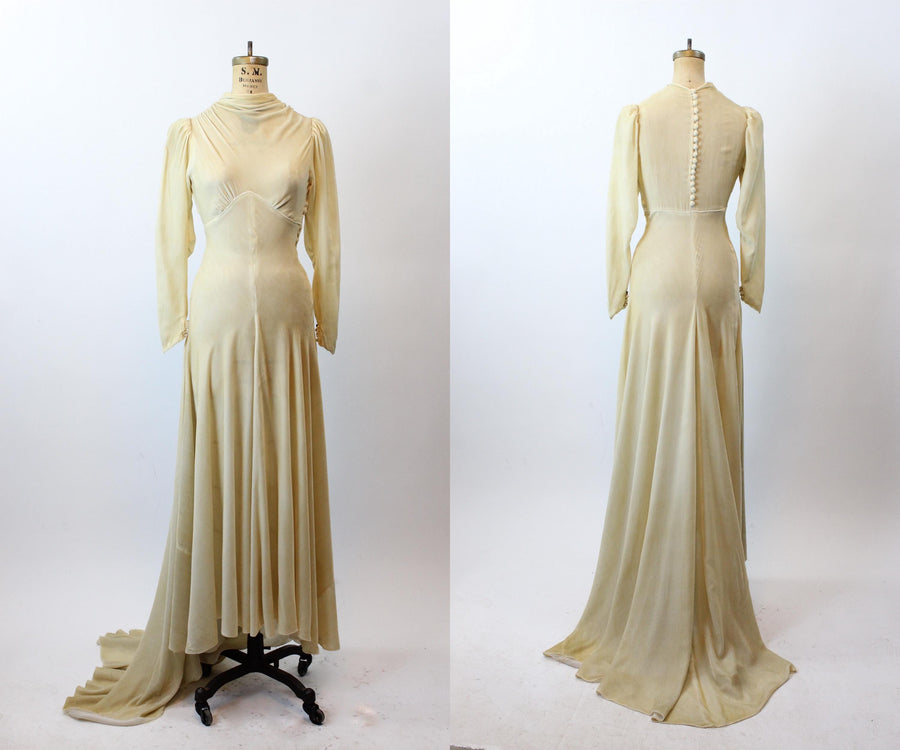 1930s VELVET WEDDING dress train xs | new fall winter