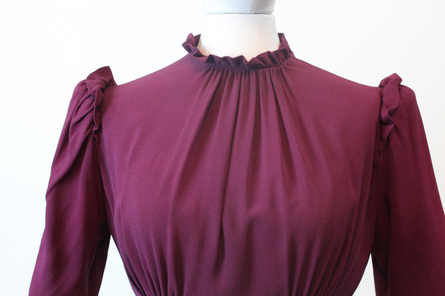1930s BRUCEWOOD berry RUFFLE dress small medium | new fall winter