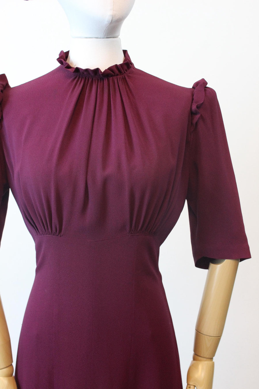 1930s BRUCEWOOD berry RUFFLE dress small medium | new fall winter