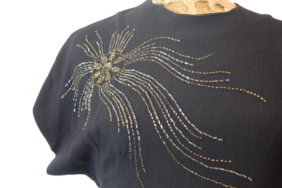 1940s JELLYFISH BEADED dress medium | new fall winter