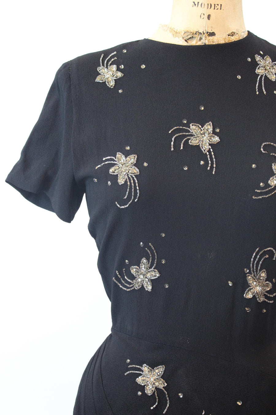 1940s SEQUIN BEADS apron dress medium | new fall winter